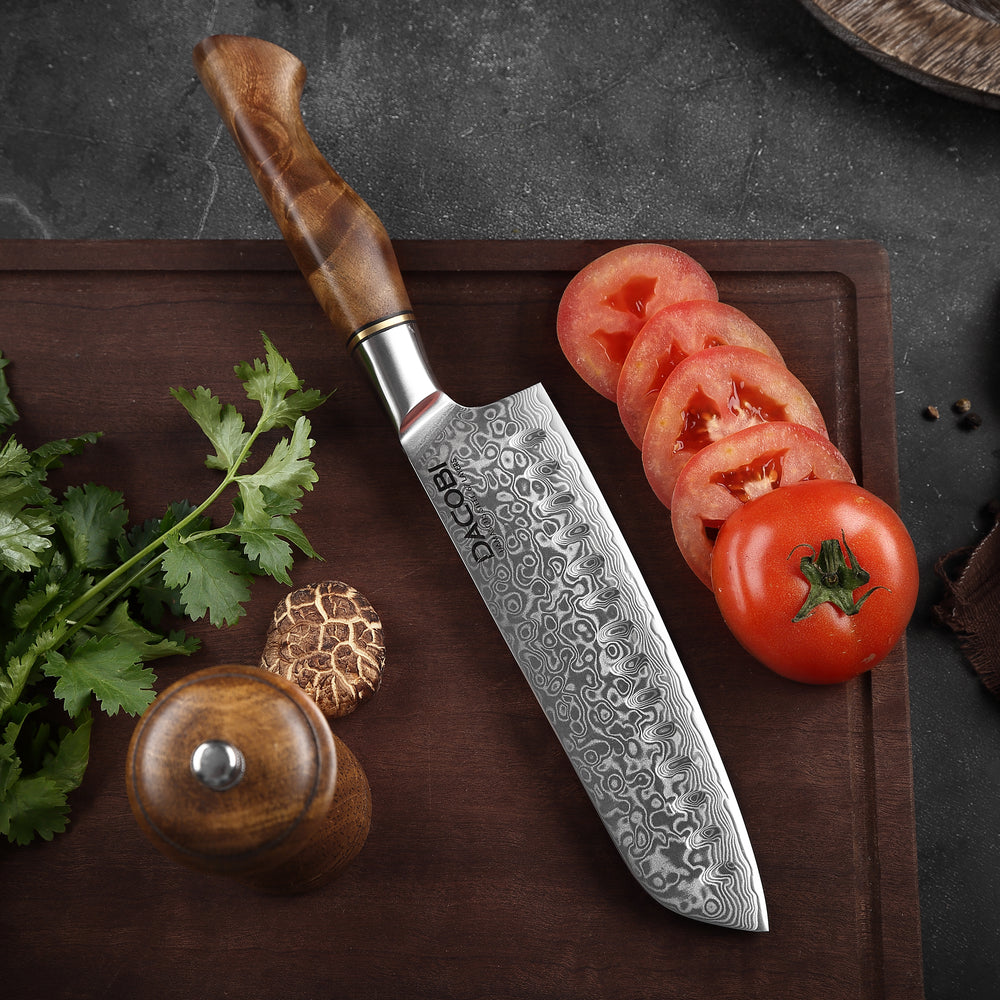 C33 Кухненски Нож Сантоку, 18 cm, Дамаска Стомана - DACOBI.bg
