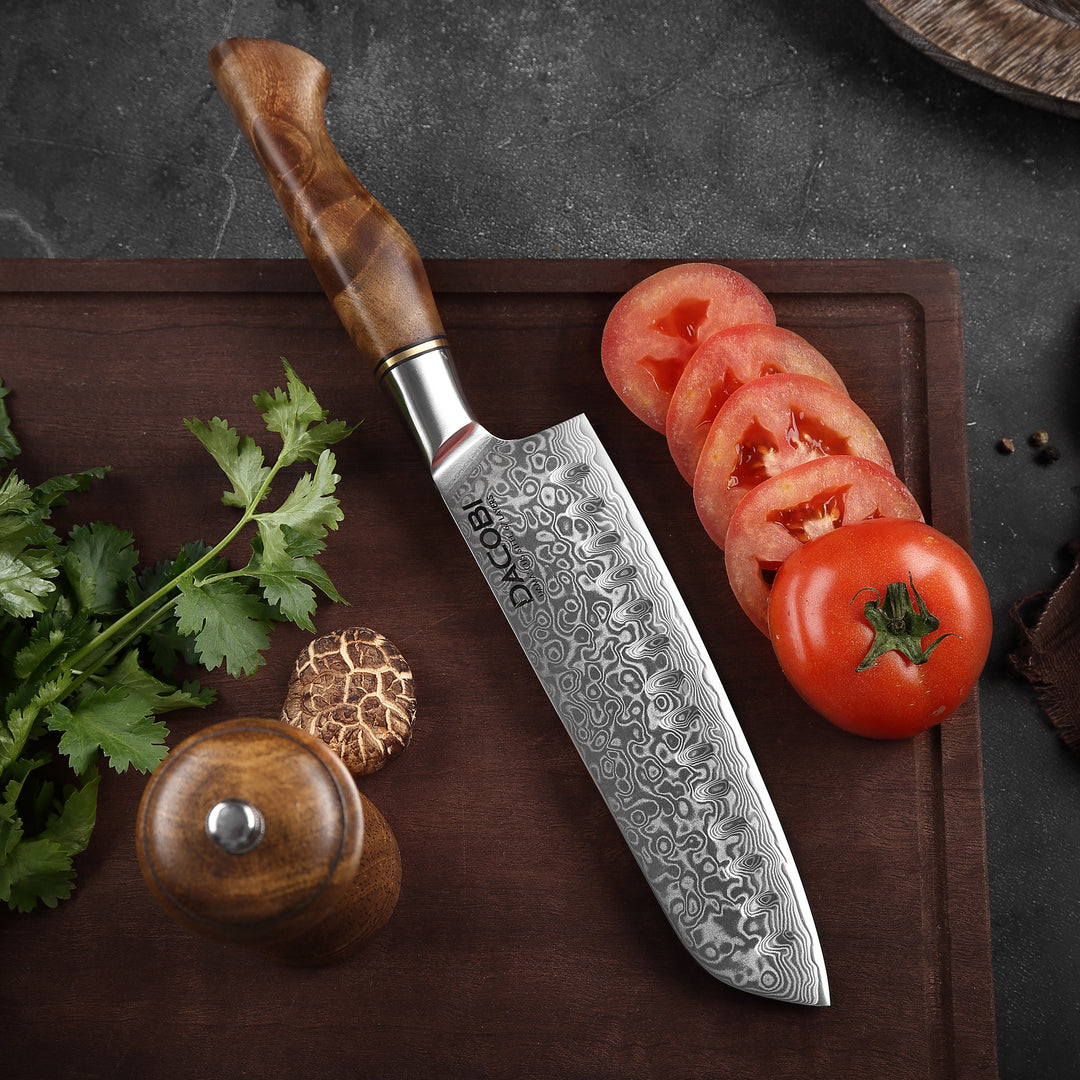 C33 Кухненски Нож Сантоку, 18 cm, Дамаска Стомана - DACOBI.bg