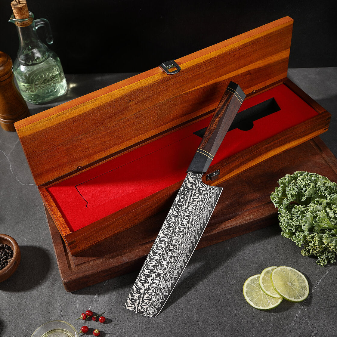 C55 Кухненски Нож Никири, 18.5 cm, Дамаска Стомана - DACOBI.bg