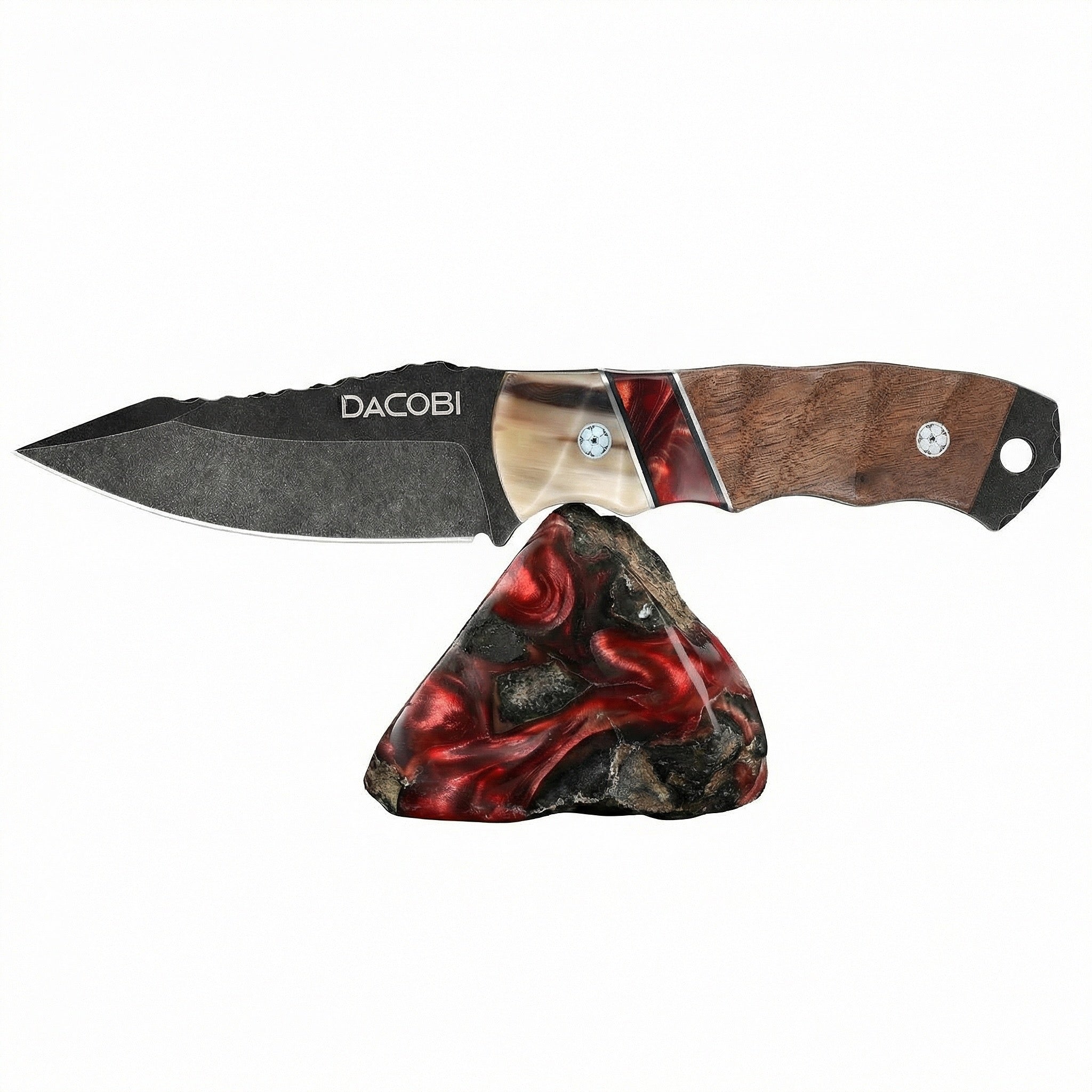 Нож Гризли, стомана D2, дръжка от бик рог + смола