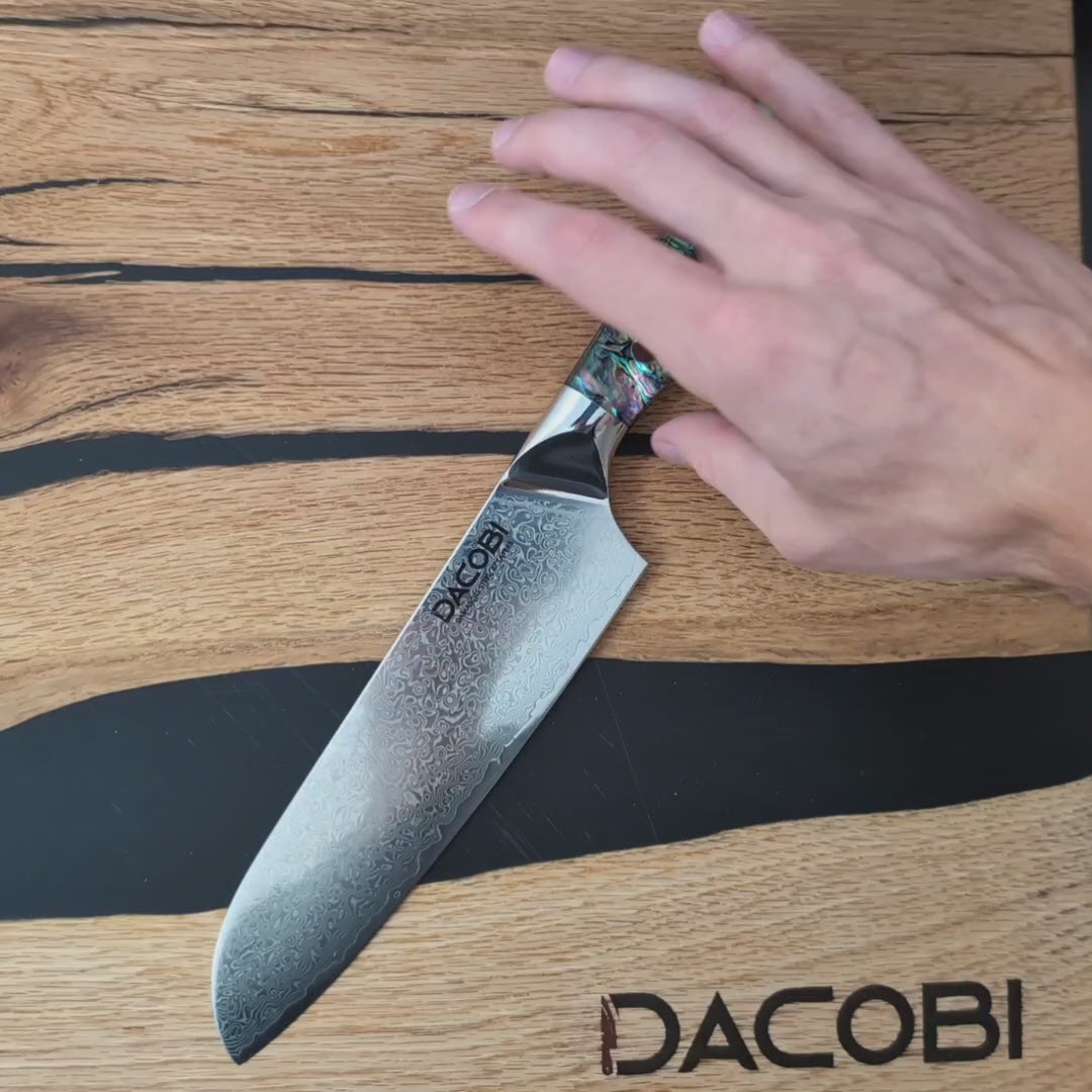 C23 Кухненски Нож Сантоку, 18 cm, Дамаска Стомана