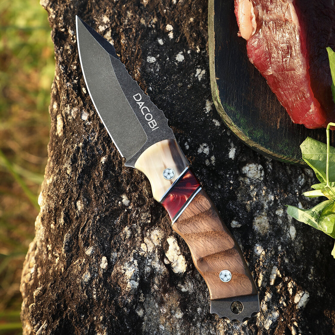 Нож Гризли, стомана D2, дръжка от бик рог + смола