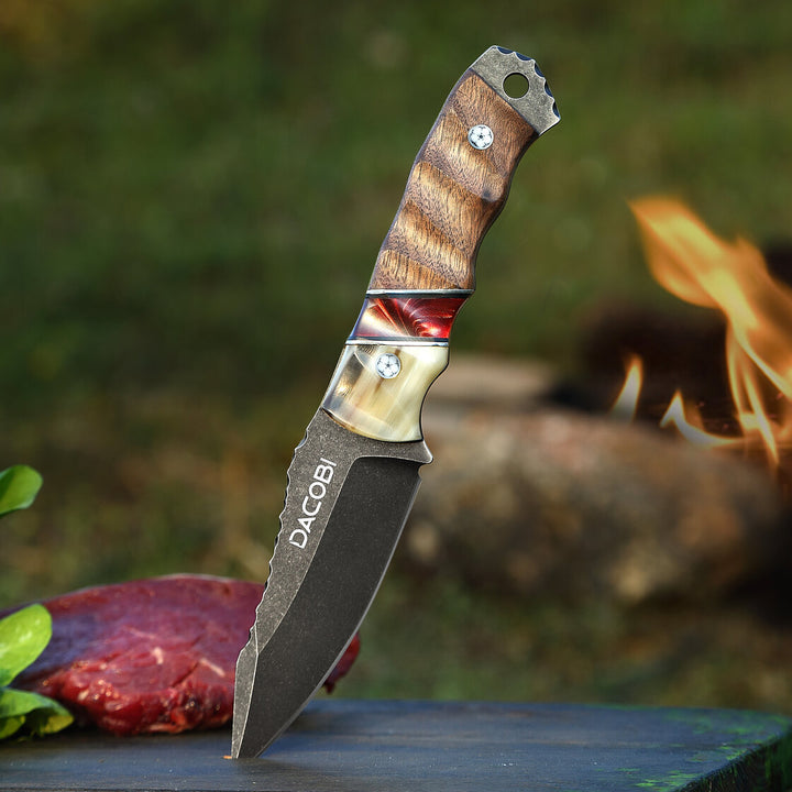 Нож Гризли, стомана D2, дръжка от бик рог + смола