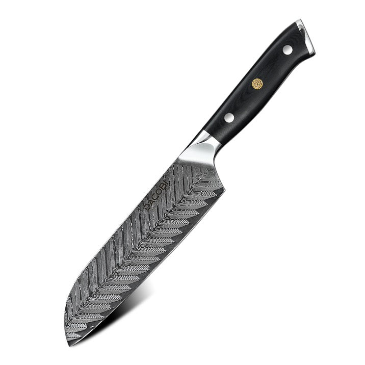 C26 Кухненски Нож Сантоку, 17 cm, Дамаска Стомана - DACOBI.bg
