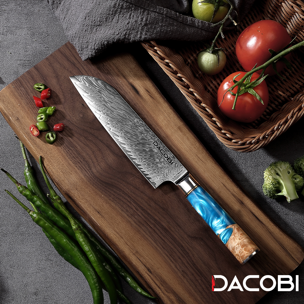 C3 Кухненски Нож Сантоку, 17.7 cm, Дамаска Стомана - DACOBI.bg