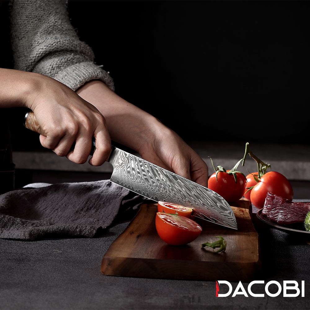 C3 Кухненски Нож Сантоку, 17.7 cm, Дамаска Стомана - DACOBI.bg
